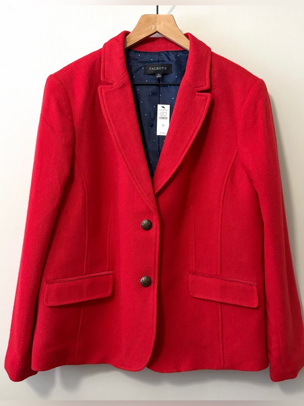Talbots Red Wool Blend Blazer Jacket